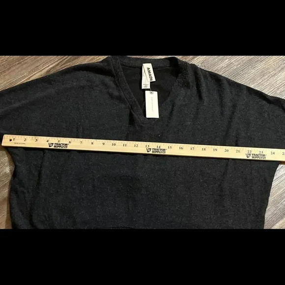 Anthropologie Amadi V Neck Oversized 1/2 Sleeve Preppy Classic Boho Grey Top Nwt - Picture 6 of 8